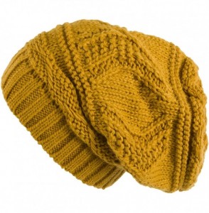 Skullies & Beanies Knit Slouchy Oversized Soft Warm Winter Beanie Hat - Mustard - CG12MRKZSQ3