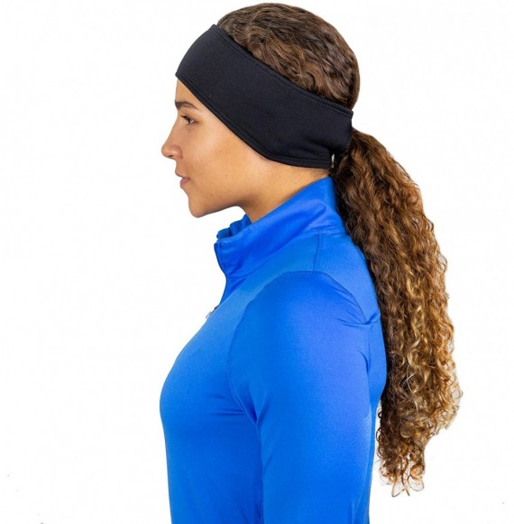 Headbands Women's Ponytail Headband - Moisture Wicking Ear Band - The Power Running Headband - black - CG11LRUN78L