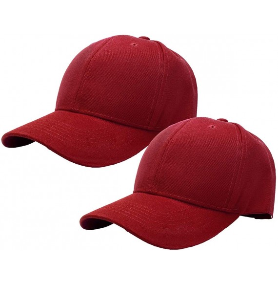 Baseball Caps 2pcs Baseball Cap for Men Women Adjustable Size Perfect for Outdoor Activities - Burgundy/Burgundy - C6195CQY6RX