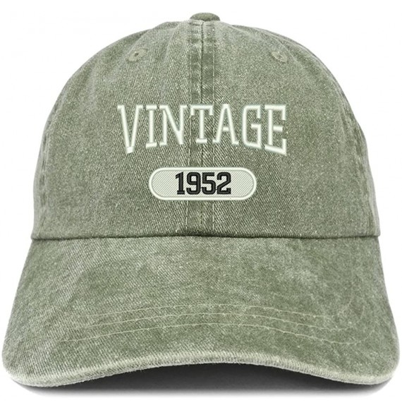 Baseball Caps Vintage 1952 Embroidered 68th Birthday Soft Crown Washed Cotton Cap - Olive - CK180WWO8SM