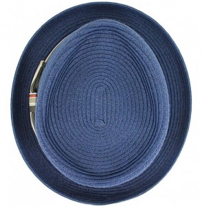 Fedoras Belfry Men/Women Summer Straw Pork Pie Trilby Fedora Hat in Blue- Tan- Black - Strjnavy - CD192AHNNQ8