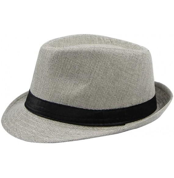 Fedoras Simplicity Panama Style Men's Summer Beach Sun Hat Jazz Hat Solid Color - Light Grey - CE18SLICDLY