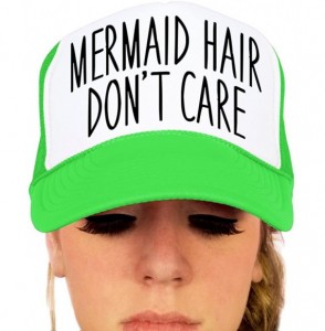 Baseball Caps Mermaid Hair- Don't Care Trucker Hat - Ngnw/Black - CX12GLNJJ35