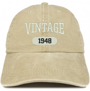 Baseball Caps Vintage 1948 Embroidered 72nd Birthday Soft Crown Washed Cotton Cap - Khaki - CK12JO1IF2R