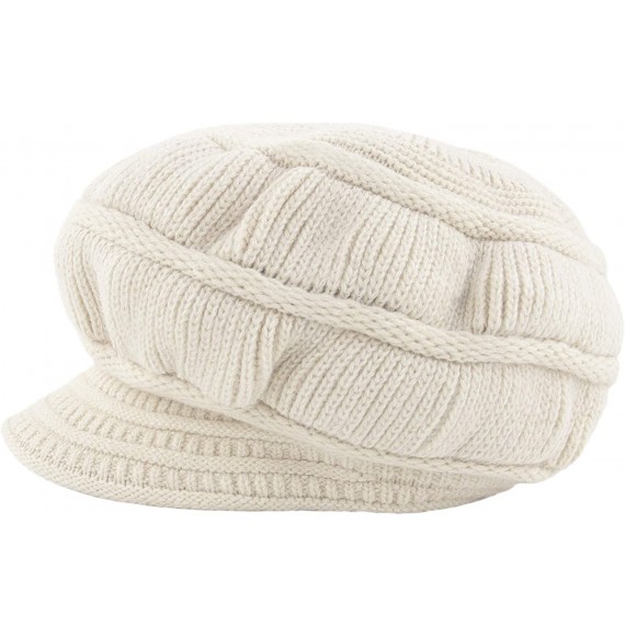 Skullies & Beanies Women's Winter Warm Hat Crochet Slouchy Beanie Knitted Caps with Visor - B-beige - CI18K6E3KS8