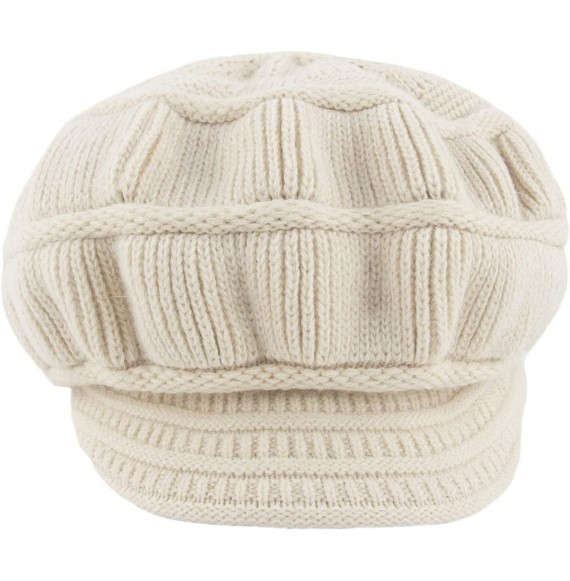 Skullies & Beanies Women's Winter Warm Hat Crochet Slouchy Beanie Knitted Caps with Visor - B-beige - CI18K6E3KS8