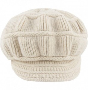 Skullies & Beanies Women's Winter Warm Hat Crochet Slouchy Beanie Knitted Caps with Visor - B-beige - CI18K6E3KS8