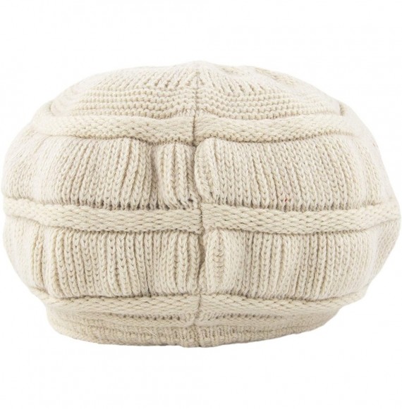 Skullies & Beanies Women's Winter Warm Hat Crochet Slouchy Beanie Knitted Caps with Visor - B-beige - CI18K6E3KS8