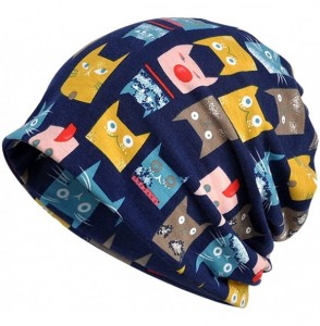 Skullies & Beanies Women's Multifunction Cute cat Pattern Hat Skull Cap Scarf - Blue - CG1880OUAI3