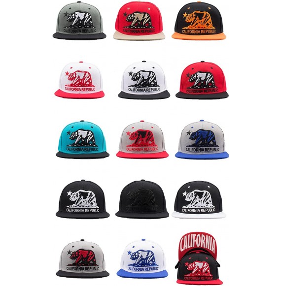 Baseball Caps California Republic Bear Flat Visor Snapback Multi Color - D.gray/Black - C81291P2EWN