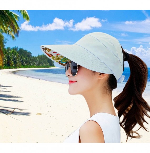 Sun Hats Sun Hats for Women Wide Brim Sun Hat Packable UV Protection Visor Floppy Womens Beach Cap - Sky Blue - CB18D8GAKC0