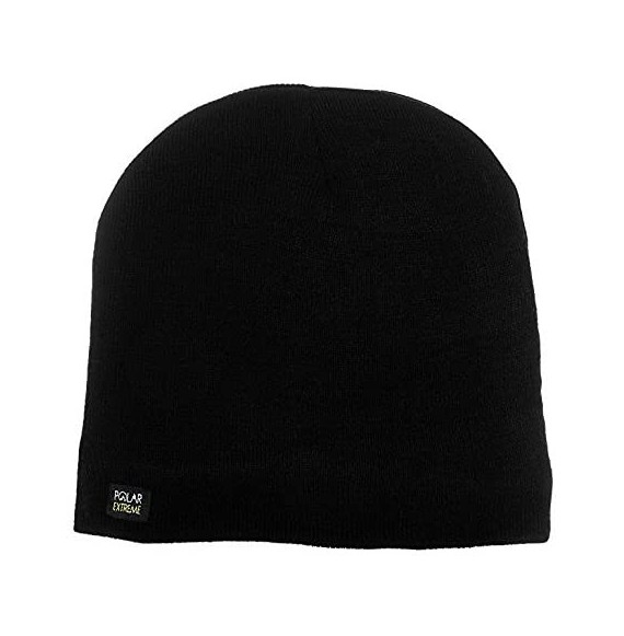 Skullies & Beanies Mens Insulated Thermal Fleece Lined Comfort Daily Soft Beanies Winter Hats - Black Beanie - C912O88QREV