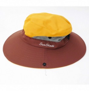 Sun Hats Women's Ponytail Safari Sun Hat Wide Brim UV Protection Foldable Outdoor Cap - Yellow - CF18U8E5QQO