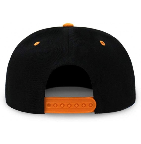 Baseball Caps Flat Visor Snapback Hat Blank Cap Baseball Cap - Two-tone Black/Orange - C818SK2WWT4