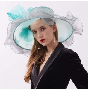 Sun Hats Women's Organza Kentucky Derby Tea Party Hat - Design 1 - Bluish Green - C718T6K5W9S