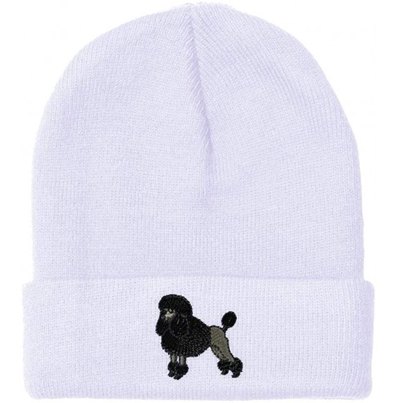 Skullies & Beanies Custom Beanie for Men & Women Poodle Black Embroidery Acrylic Skull Cap Hat - White - CT18ZS2HW40