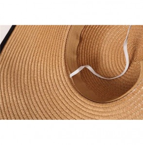 Sun Hats Beach Sun Hat for Women Bow-knot UV UPF 50+Travel Foldable Wide Brim Straw Hat - Khaki02 - CJ18QK40ZE6