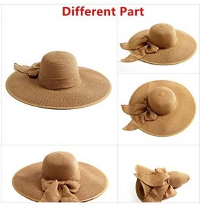 Sun Hats Beach Sun Hat for Women Bow-knot UV UPF 50+Travel Foldable Wide Brim Straw Hat - Khaki02 - CJ18QK40ZE6