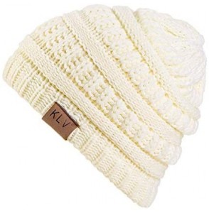 Skullies & Beanies Unisex Classic Knit Beanie Women Men Winter Leopard Hat Adult Soft & Cozy Cute Beanies Cap - White B - C11...