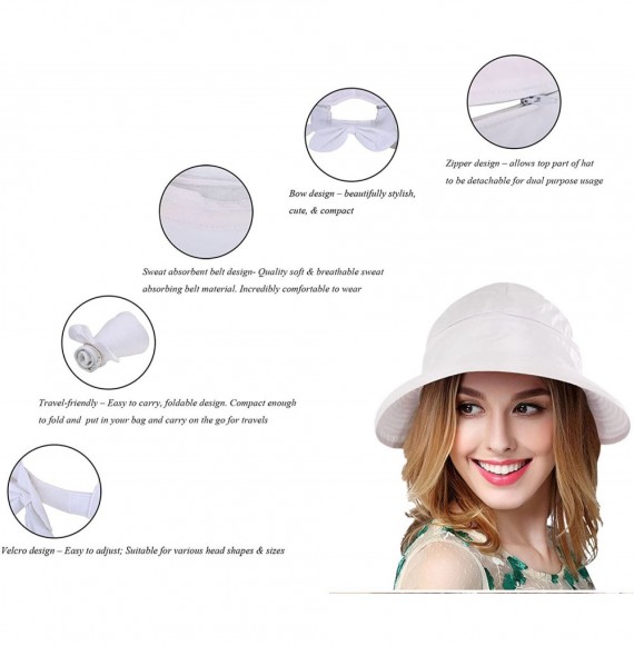 Sun Hats Women's 2 in 1 Outdoor Sportswear Golf/Tennis Visor UV Protection Hat - 2284_white - CF18D8NE5WA