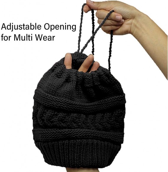 Skullies & Beanies Ponytail Beanies (Black) - C518ZAQKGQM