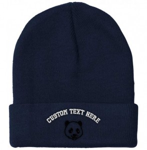 Skullies & Beanies Custom Beanie for Men & Women Panda Bear Face Embroidery Acrylic Skull Cap Hat - Navy - CM18ZRAWSA0