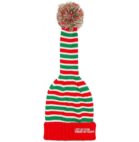 Skullies & Beanies Pom Pom Beanie Hat for Runners - Running Hats - Elf (Red/Green) - CY18DR6R8OQ