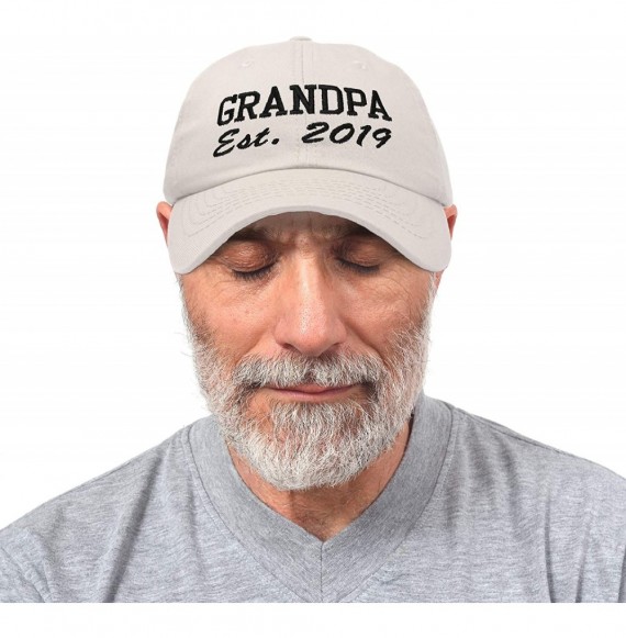 Baseball Caps New Grandpa Hat Est 2019 2020 Fun Gift Embroidered Dad Hat Cotton Cap - Beige - CI18RZCHTQD