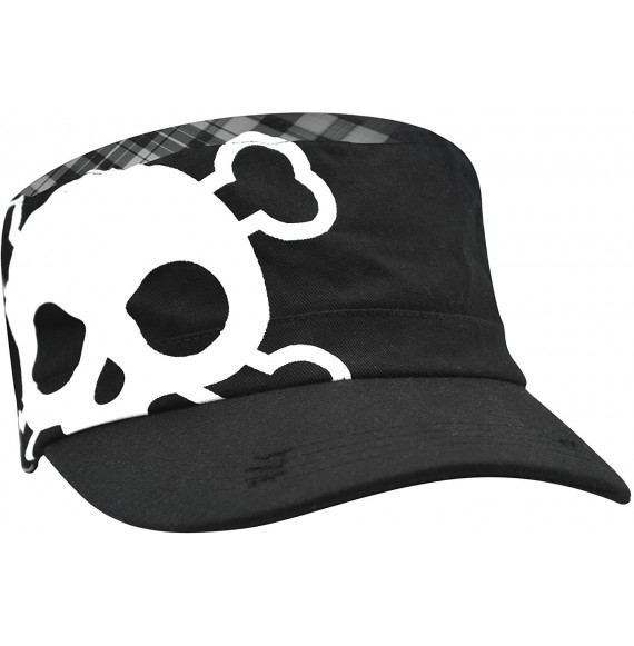 Baseball Caps Black/White/Multicolor One Size Military Cap- Highway Honey- Skully Plaid - Cphh08 - C91188H14KT