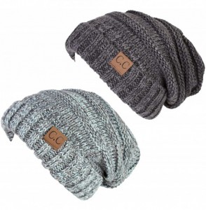 Skullies & Beanies Oversized Bundle - 1 Graphite Grey- 1 Hint of Mint (2 PK) - C918HAQ9D95