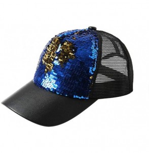 Baseball Caps Unisex Sequins Patchwork Mesh Cap Fashion Baseball Cap Outdoor Net Sun Hat - T-blue - CH18NSLQQ58