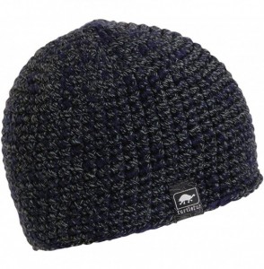 Skullies & Beanies Men's Collins Fleece Lined Classic Hand Crocheted Beanie - Midnight - CX1878O9GYU