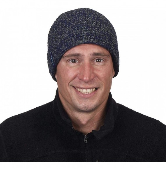 Skullies & Beanies Men's Collins Fleece Lined Classic Hand Crocheted Beanie - Midnight - CX1878O9GYU