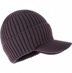 Skullies & Beanies Men's Winter Warm Thick Knit Beanie Hat with Visor - A-dark Grey - CP18AHHHED0