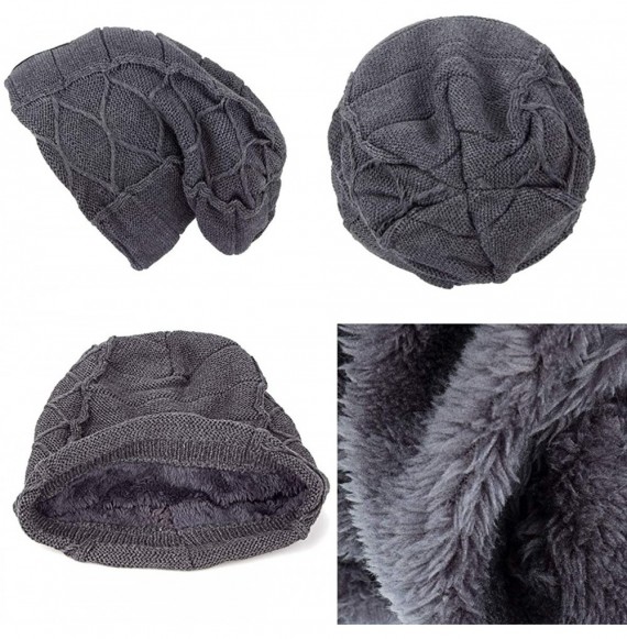 Skullies & Beanies Unisex Baggy Skull Beanies Men's Thick Warm Winter Wool Hat Knitted Caps - 1 - CC18IS032UW