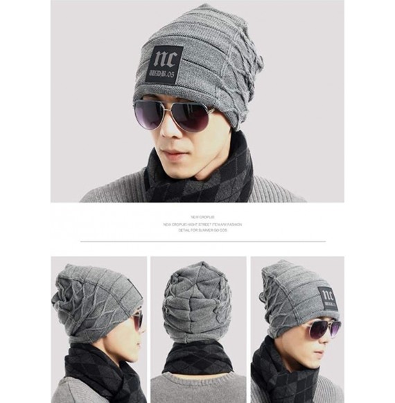 Skullies & Beanies Unisex Baggy Skull Beanies Men's Thick Warm Winter Wool Hat Knitted Caps - 1 - CC18IS032UW