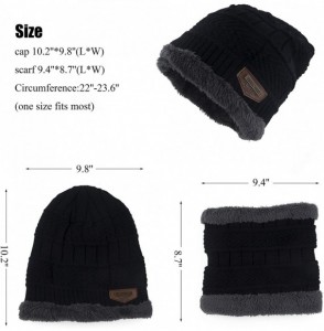 Skullies & Beanies Thick Warm Winter Beanie Hat Soft Stretch Slouchy Skully Knit Cap for Women - C-black-hat & Scarf - CU18HK...