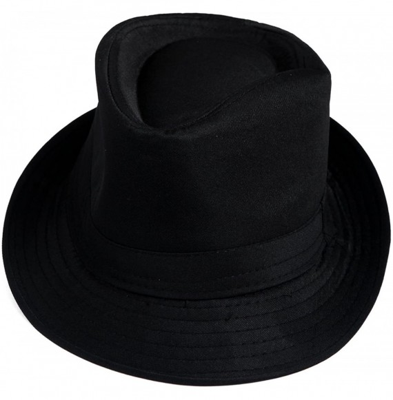 Fedoras Kid's Short Brim Trilby Fedora Hat - Black - CS11KYTPCXT