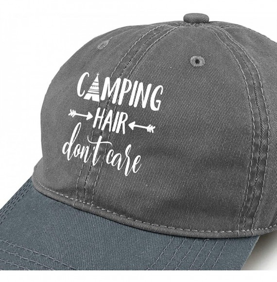 Baseball Caps Unisex Camping Hair Don't Care Vintage Adjustable Baseball Cap Denim Dad Hat - Gray and Dark Gray - C818HCLKY2Y