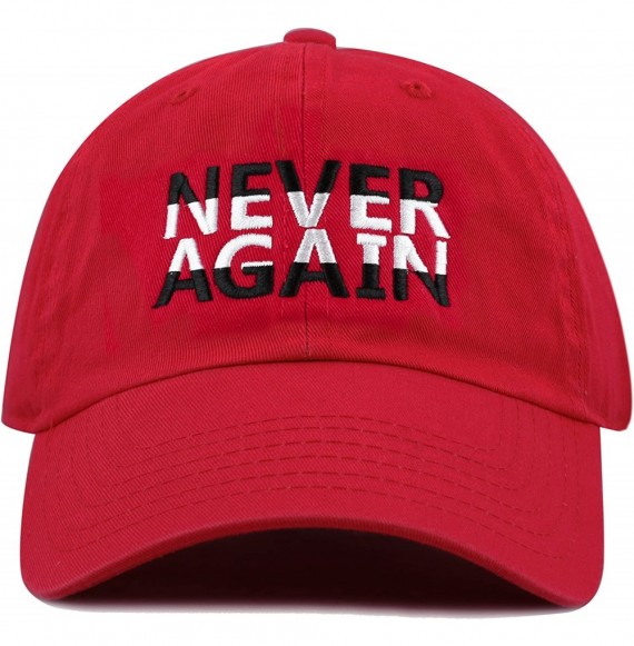 Baseball Caps Never Again & Enough School Walk Out & Gun Control Embroidered Cotton Baseball Cap Hat - Never Again-red2 - C41...