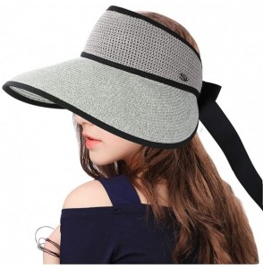 Sun Hats Straw Hats Sun Hats Beach Hats for Women New Trend Summer UPF 50+ UV Wide Brim Summer Travel Hat - Grey - C11962XO6GH