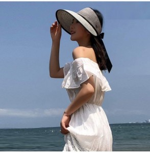 Sun Hats Straw Hats Sun Hats Beach Hats for Women New Trend Summer UPF 50+ UV Wide Brim Summer Travel Hat - Grey - C11962XO6GH