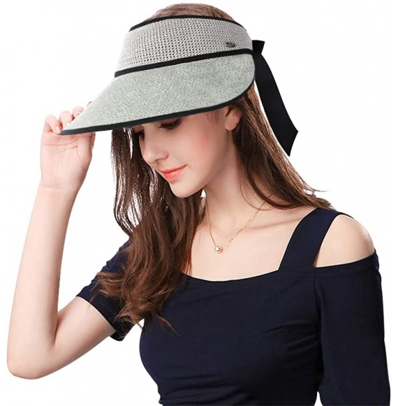 Sun Hats Straw Hats Sun Hats Beach Hats for Women New Trend Summer UPF 50+ UV Wide Brim Summer Travel Hat - Grey - C11962XO6GH