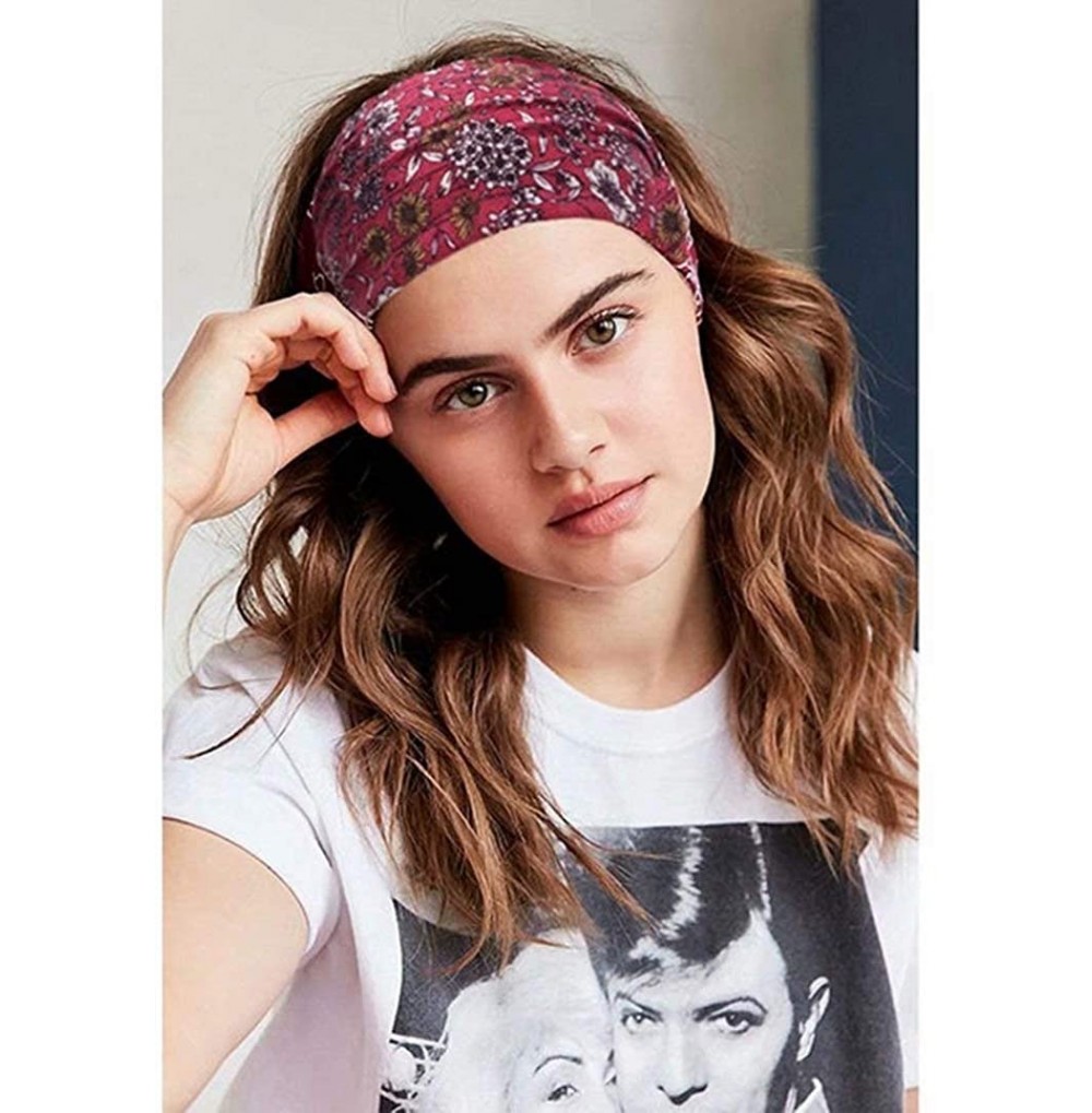 Yoga Headbands for Women Boho Headband Printed Wide Elastic Band Head Wrap Hair  Bands Headwear Accessories - CK18UTIU206