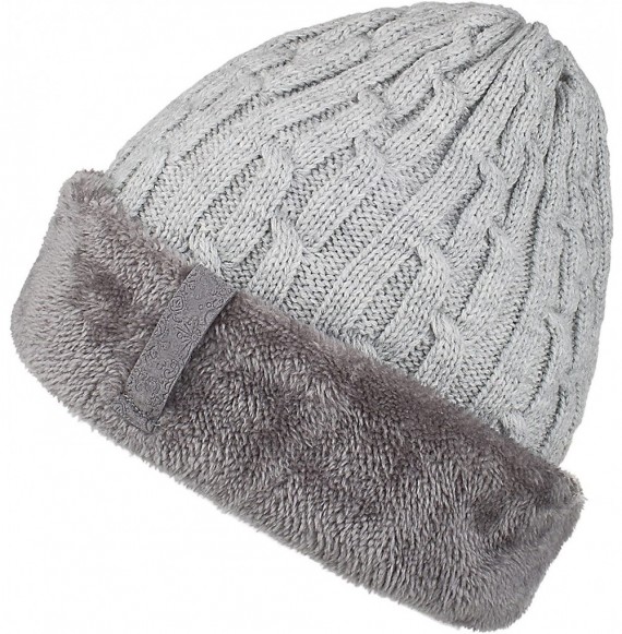 Skullies & Beanies Mens Knitting Caps Winter Hats Beanie Skull Hat with Thick Lining - Gray - CX187HY9IKQ