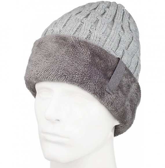 Skullies & Beanies Mens Knitting Caps Winter Hats Beanie Skull Hat with Thick Lining - Gray - CX187HY9IKQ