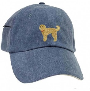 Baseball Caps Goldendoodle Low Profile Baseball Cap with Zippered Pocket. - Blue Pigment Dyed - C9128EREXPP