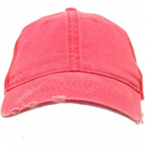 Baseball Caps Unisex Distressed Low Profile Trucker Mesh Summer Baseball Sun Cap Hat - Hot Pink - CY17YLN57SO