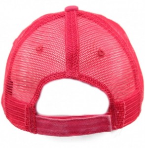 Baseball Caps Unisex Distressed Low Profile Trucker Mesh Summer Baseball Sun Cap Hat - Hot Pink - CY17YLN57SO