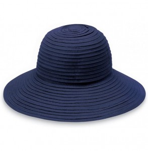 Sun Hats Women's Scrunchie Sun Hat - UPF 50+- Ultra-Light- Wide Brim- Floppy- Packable - Soild Navy - CS189A4M3IO